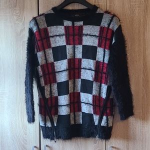Buffalo Checkered Eyelash Sweater w Zippers Sm